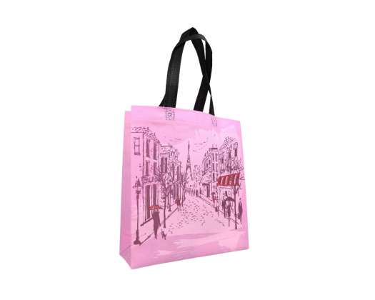 Екосумка об'ємна "Паризька вулиця" 29 х 33 см (рожева)