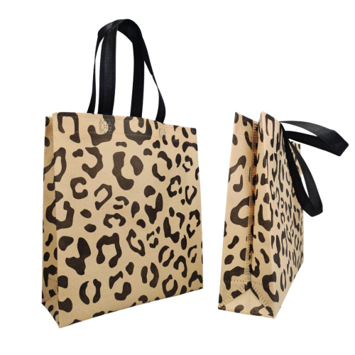Voluminous Eco-Bag 'Leopard' 29 x 33 cm (beige)
