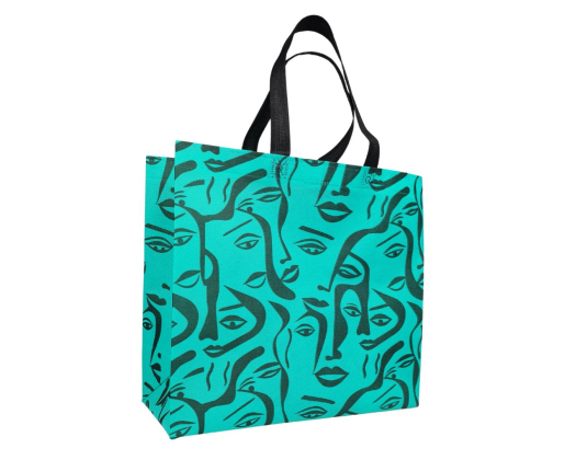 Екосумка об'ємна "Обличчя" 36 х 34 см (тіфані)