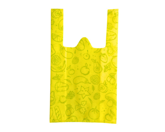 T-shirt eco-bag with ‘Groceries’ pattern 25 x 42 cm (yellow)