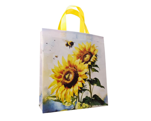 Laminated Eco-Bag "Bee and sunflowers" 29 x 33 cm