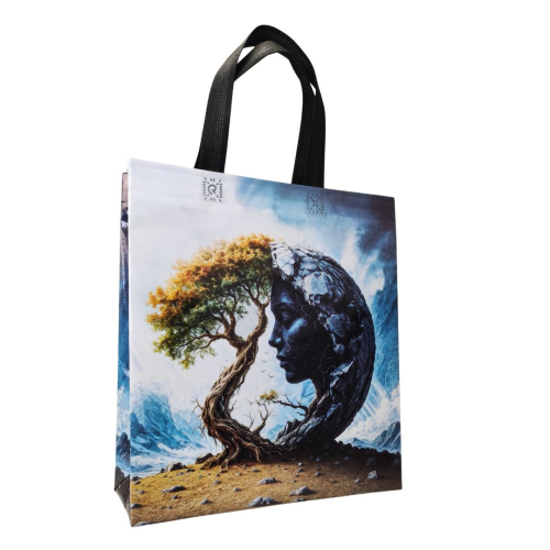 Laminated Eco-Bag "Wood and stone" 29 x 33 cm