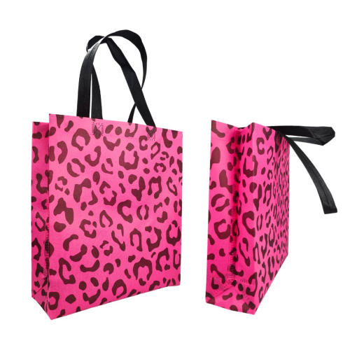 Voluminous Eco-Bag 'Leopard' 29 x 33 cm (pink)