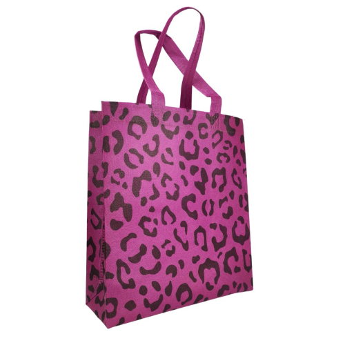 Voluminous Eco-Bag 'Leopard' 29 x 33 cm (purple)