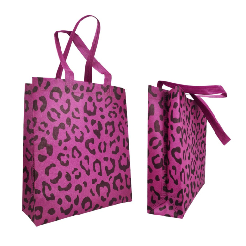Voluminous Eco-Bag 'Leopard' 29 x 33 cm (purple)