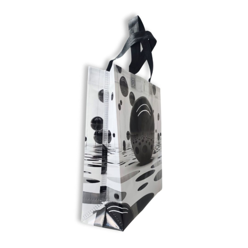 Laminated Eco-Bag "Black balls" 29 x 33 cm