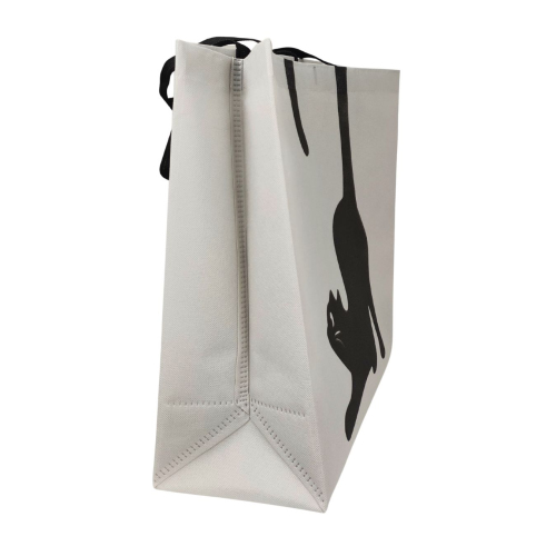 Voluminous Eco-Bag 'Cat with a tail' 36 x 39 cm (grey)