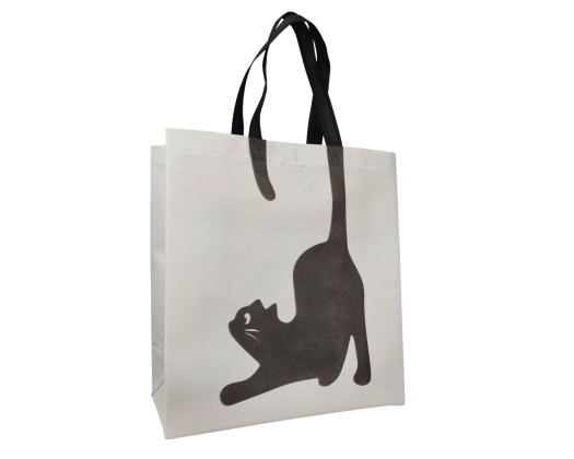 Voluminous Eco-Bag 'Cat with a tail' 36 x 39 cm (grey)