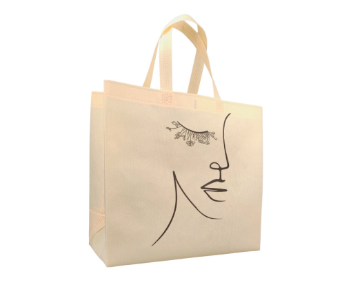 Екосумка об'ємна "Жіноче обличчя" 36 х 34 см (пудрова)