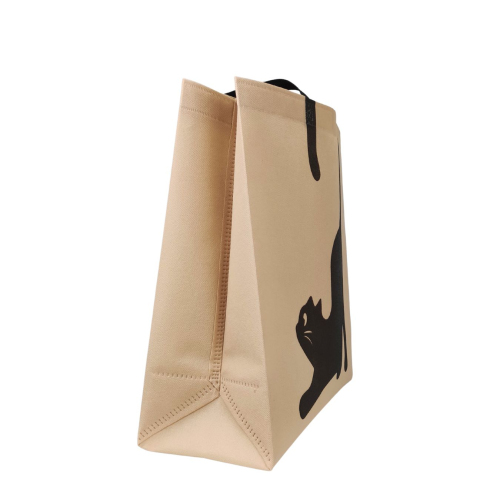 Voluminous Eco-Bag 'Cat with a tail' 36 x 39 cm (beige)