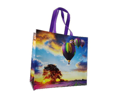 Laminated eco-bag 'Lavender Field' 36 x 34 cm