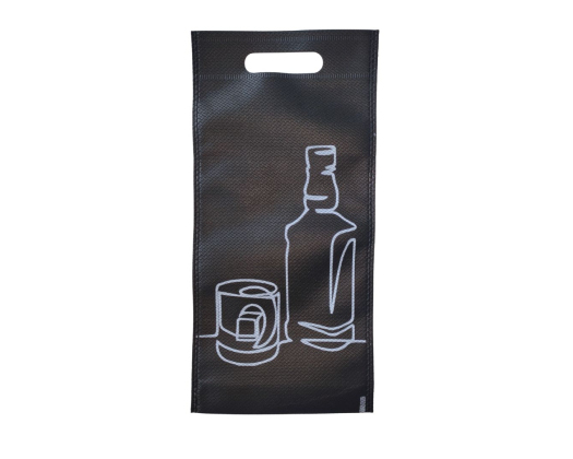 Екосумка плоска з прорізними ручками "Віскі з келихом" 18,3 х 39 см